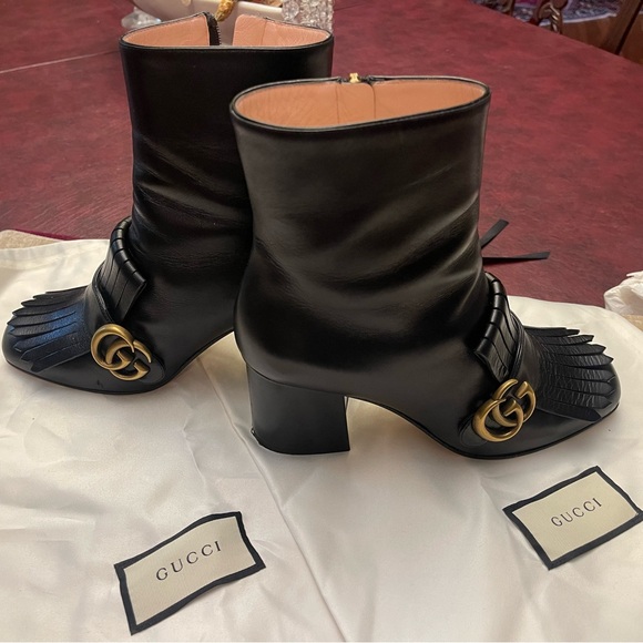 Gucci Marmont Boot Fringe Kilty Bootie NWOT - Picture 9 of 13